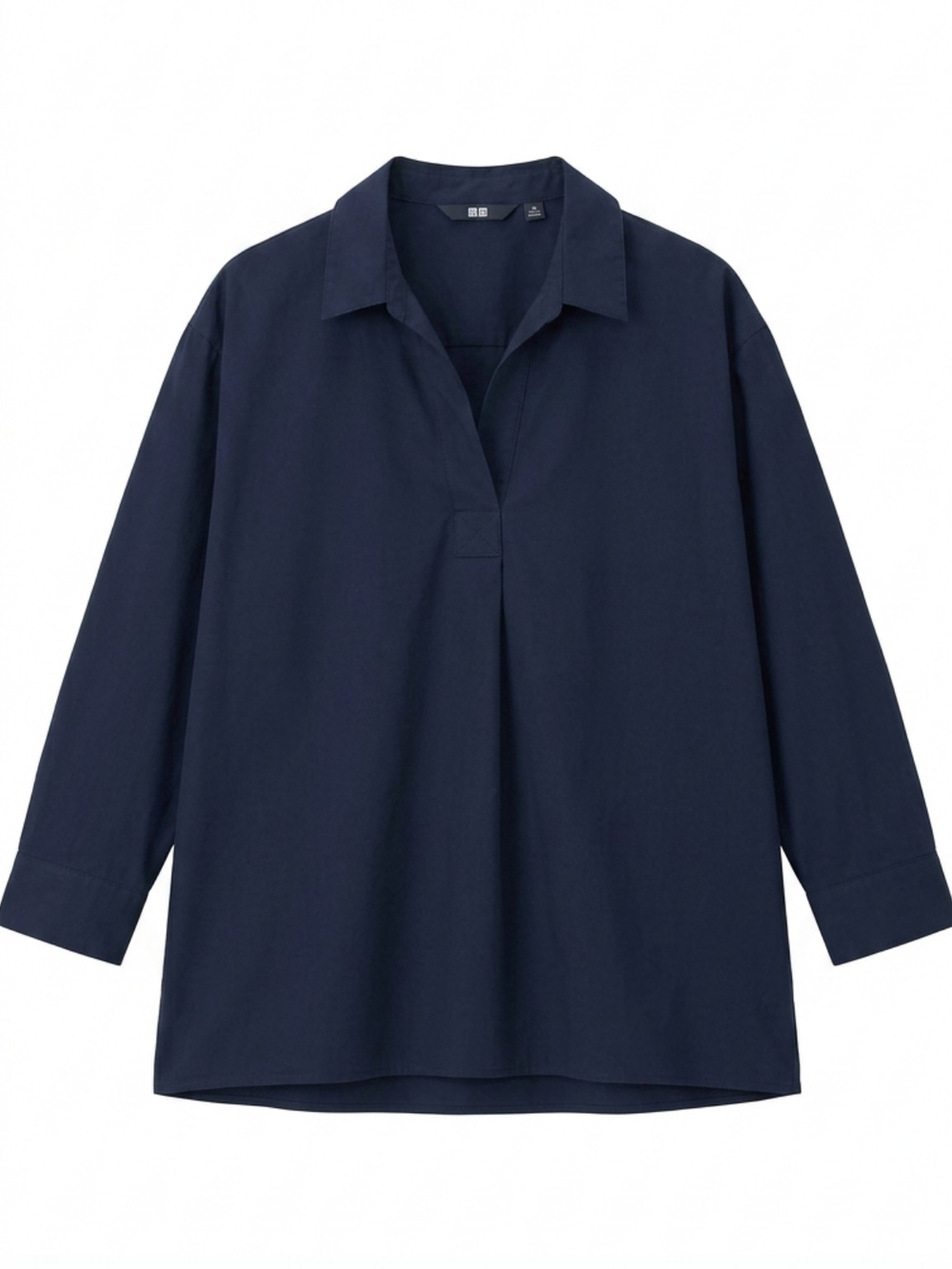 Uniqlo Women's Navy Rayon Blend Popover Blouse XL | 3/4 Sleeves | Relaxed Fit